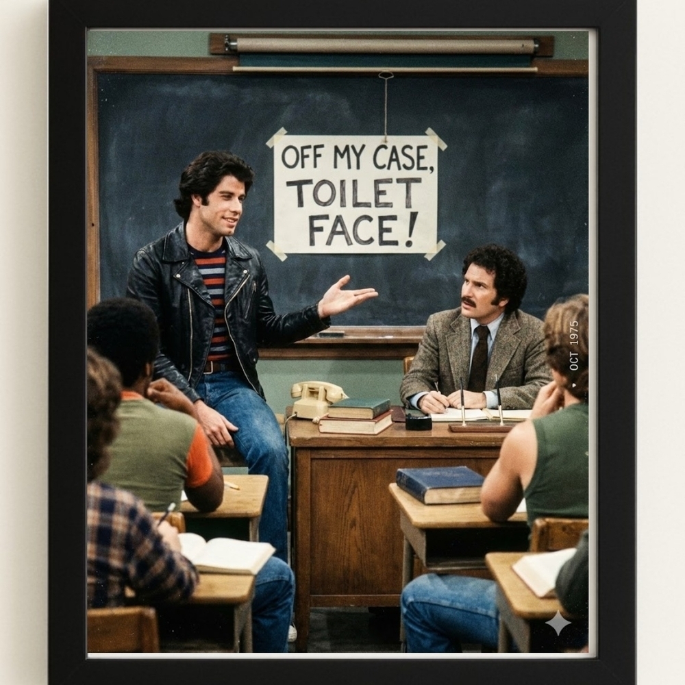 Vintage Classroom Poster with Humorous Quote In A Glass Front Frame 8x10